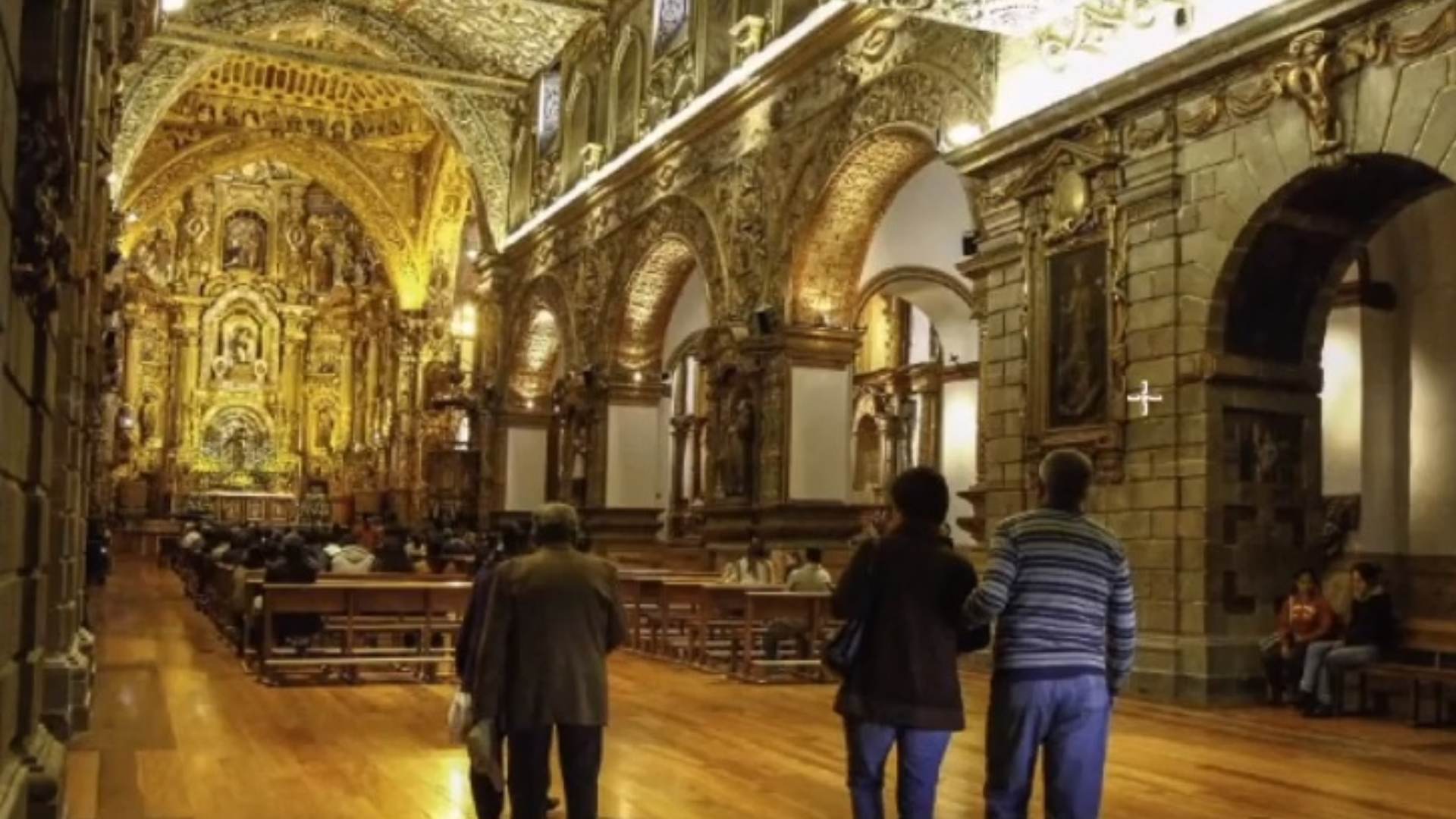 Quito colonial church interior gold